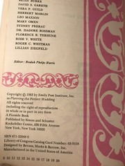Emily Post Weddings / Planning The Perfect Wedding – 114 pages – 1963 PB