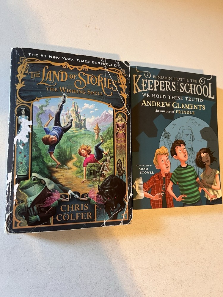 Lot Of 2 Set Of 2 Paperback Kid Chapter Books LAND OF STORIES, KEEPERS OF SCHOOL