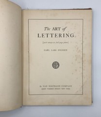 The Art of Lettering 1924 First Printing, 96 full page plates, Carl Lars Svensen