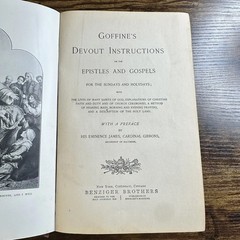 Antique 1896 Goffine’s Devout Instructions Epistles Gospels Catholic Book