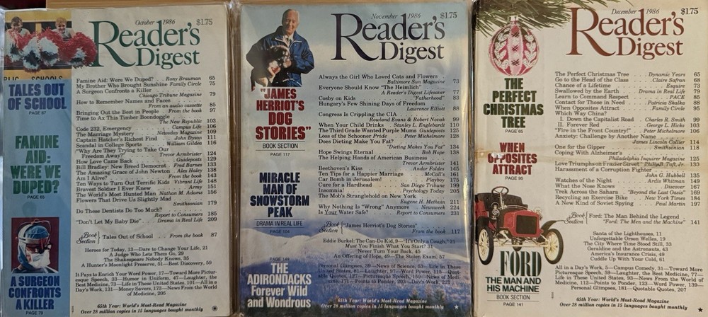 1986 October November December READER’S DIGEST MAGAZINE Vintage History Shorts