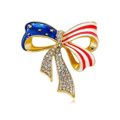 Rhinestone USA Flag Brooch Pin for Women Men Shiny 2 inches, Multicolor