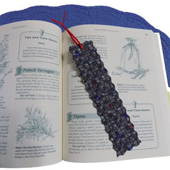 Bookmark Handmade Fabric Cloth Multi Colored Weave Themed Red Grosgrain Ribbon
