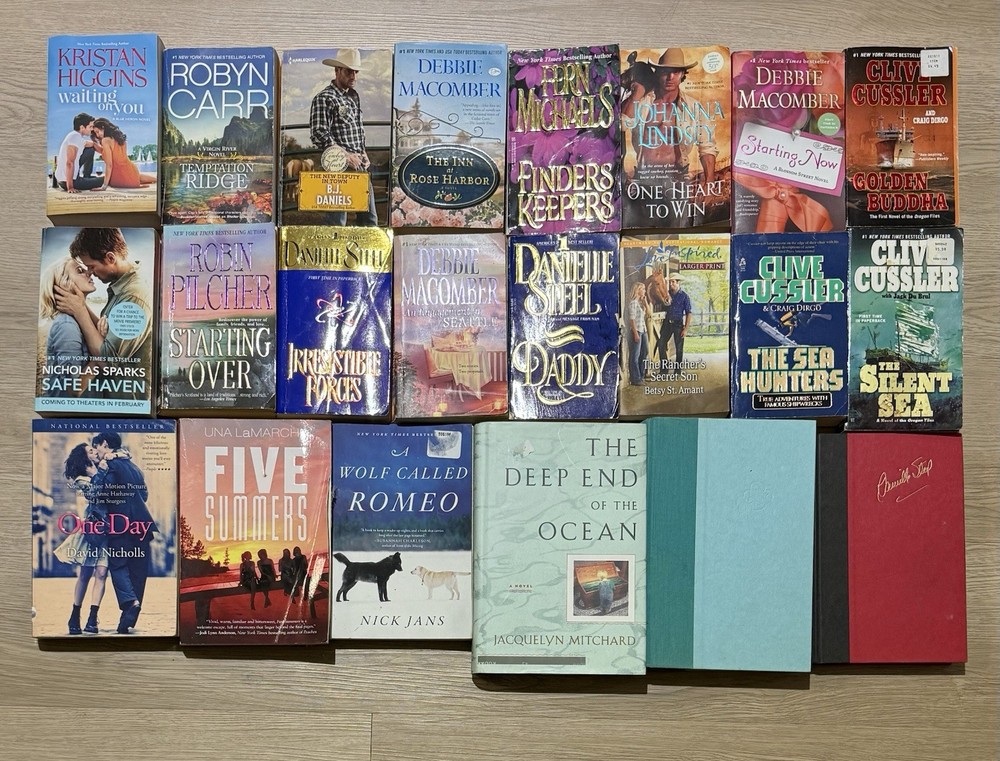 Mixed Fiction Book Lot – Romance, Mystery, Thriller & Literature – 22 Books