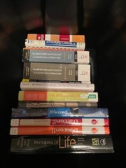 Various new and used textbooks