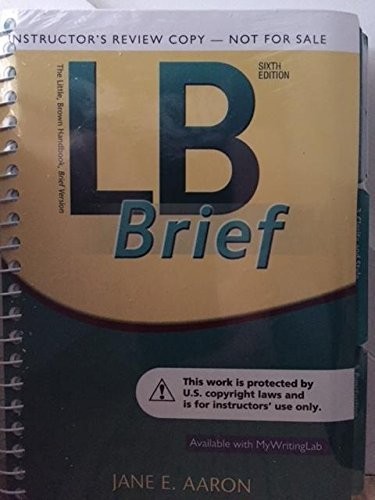 LB BRIEF TABBED, LITTLE BROWN HANDBOOK, 6TH.EDITION INTRUCTORS EDITION