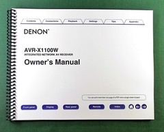 Denon AVR-X1100W Instruction Manual: Full Color 259 Pages & Protective Covers!