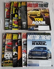 Motor Trend Magazine 2015 Full Year Lot Set Of 12 Good Condition