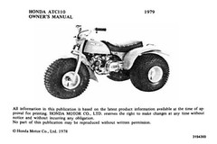 1979 Honda ATC110 Owner’s Manual 58 Pages