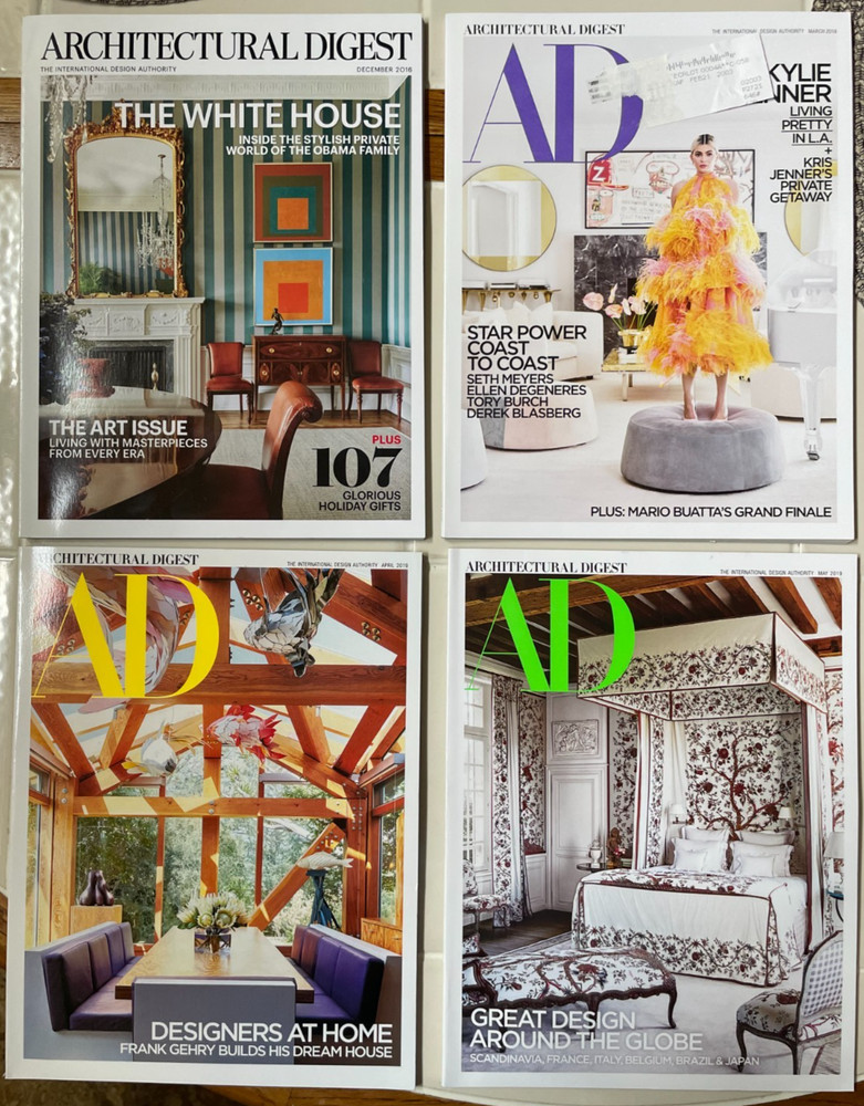 Architectural Digest Magazine (8 Issues) Dec. 2016; March-May, July-Nov 2019