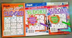 Lot of 3 SUDOKU Puzzle Books by Dell -Two Family Fun & One Puzzle Lovers – FUN!