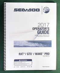 2017 SeaDoo RXT / GTX / WAKE PRO Series Operator’s Manual w/ Protective Covers