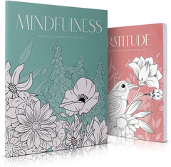 Beautiful Adult Coloring Book Set of 2 for Relaxation – Gratitude
