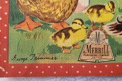 Vtg 1943 MY FIRST BOOK OF ANIMAL PICTURES Merrill Linen-Like Easter Bunny Lamb