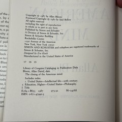 The Closing of The American Mind by Allan Bloom (Hardcover) (1987)