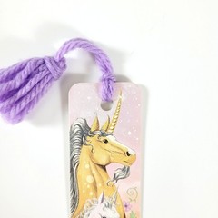 Vintage 80s Unicorns Baby Bookmark Pastel Rainbow- 1989 Sunshine Thoughts H-1235