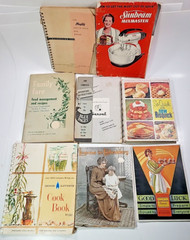 Lot 8 Vintage Cookbooks Manuals Recipes 1920’s-1960’s Embroidery Sunbeam Servel