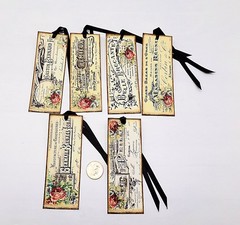Bookmarks-French-Documents-Ephemera-Journal-Linen Cardstock-Set of 6