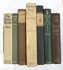 Lot of 7 Books BROWN/GREEN/BLACK/TAN Staging Display Old Antique Vtg