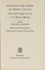 Schuyler Cammann / Substance and symbol in Chinese toggles Chinese belt 1st 1962