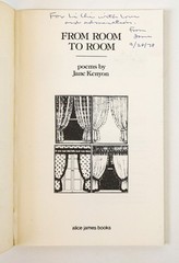 Jane Kenyon / FROM ROOM TO ROOM Inscribed Signed 1st Edition 1978