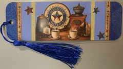 Farmhouse Coffee Bookmark with Tassel – Laminated with Glitter Borders 6×2″