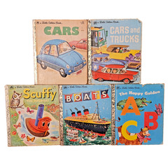 Little Golden Books Lot of 5 Vintage Vehicle ABC Stories