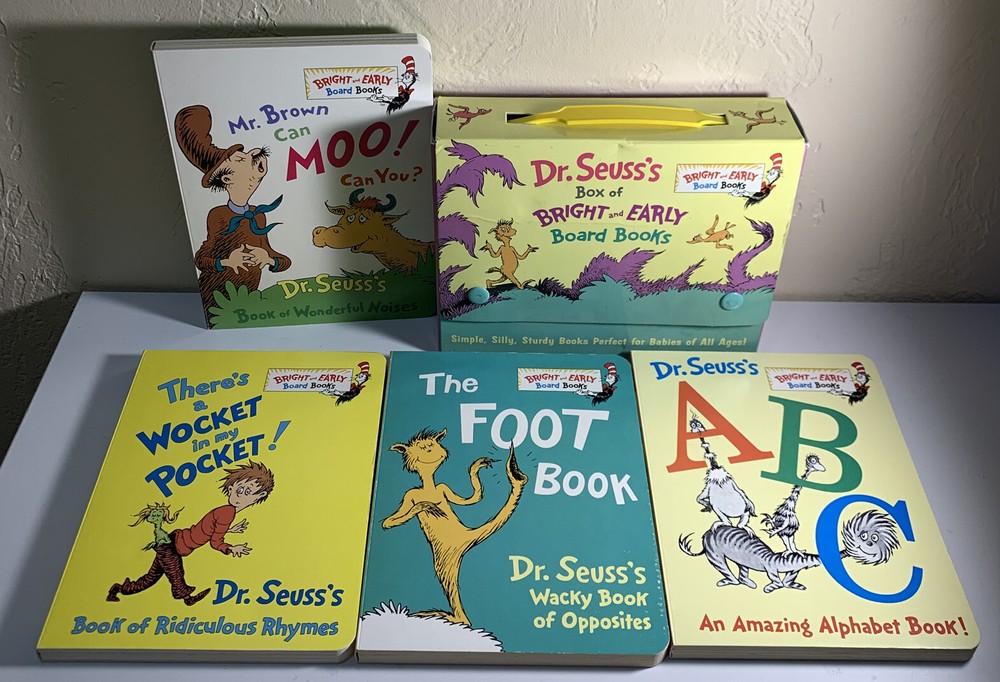 Vintage 1999 Dr Seuss’s Box of 4 Bright & Early Board Books-ABC ~ VG CONDITION