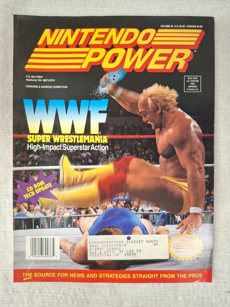 Nintendo Power #35 – 1992 – WWF Hulk Hogan Complete W Inserts & Poster Excellent