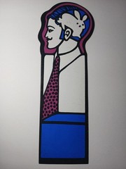 Old Vintage 1970s Psychedelic Bookmark Abstract Modern Art Man Tie Rabbit Brain