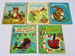 5 Vintage Little Golden Books- Baby Shower Gift Retro Nursery Cozy Kids’ Stories