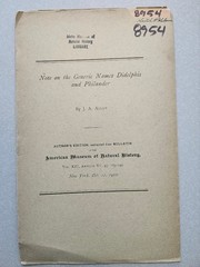 Notes on the Generic Names Didelphis and Philander American J. A. Allen 1900 !!