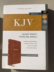 KJV Giant Print Thinline Bible Thumb Indexed – British Tan Vintage LeatherSoft