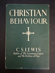 VTG Christian Behaviour C.S. Lewis 1949 Printing with Dust Jacket ~ Hardback