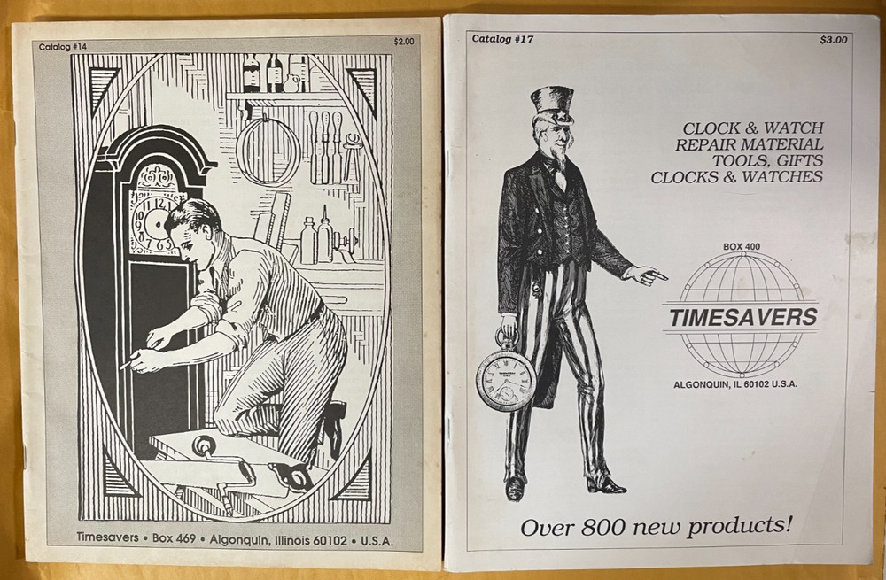 Lot of 2 Timesavers Clock Watch Parts Supply Repair Catalogs #14 & #17 Ephemera