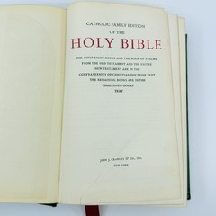 Vintage 1953 Catholic Family Holy Bible John J Crawley Illustrated Hardcover
