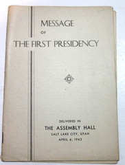 Message First Presidency Salt Lake City Utah Mormon Church LDS 1942 Pamphlet Vtg