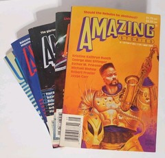 5 Amazing Stories Issues (1990) sci-fi science pulp fiction book magazine lot!