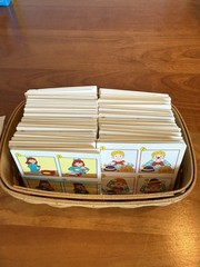 Story Sequencing Wall Pocket Chart Card Set organized in Longaberger basket