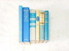 Vintage Sky Royal Blue HC 6 Book Decor Lot Staging Display Decorative Books