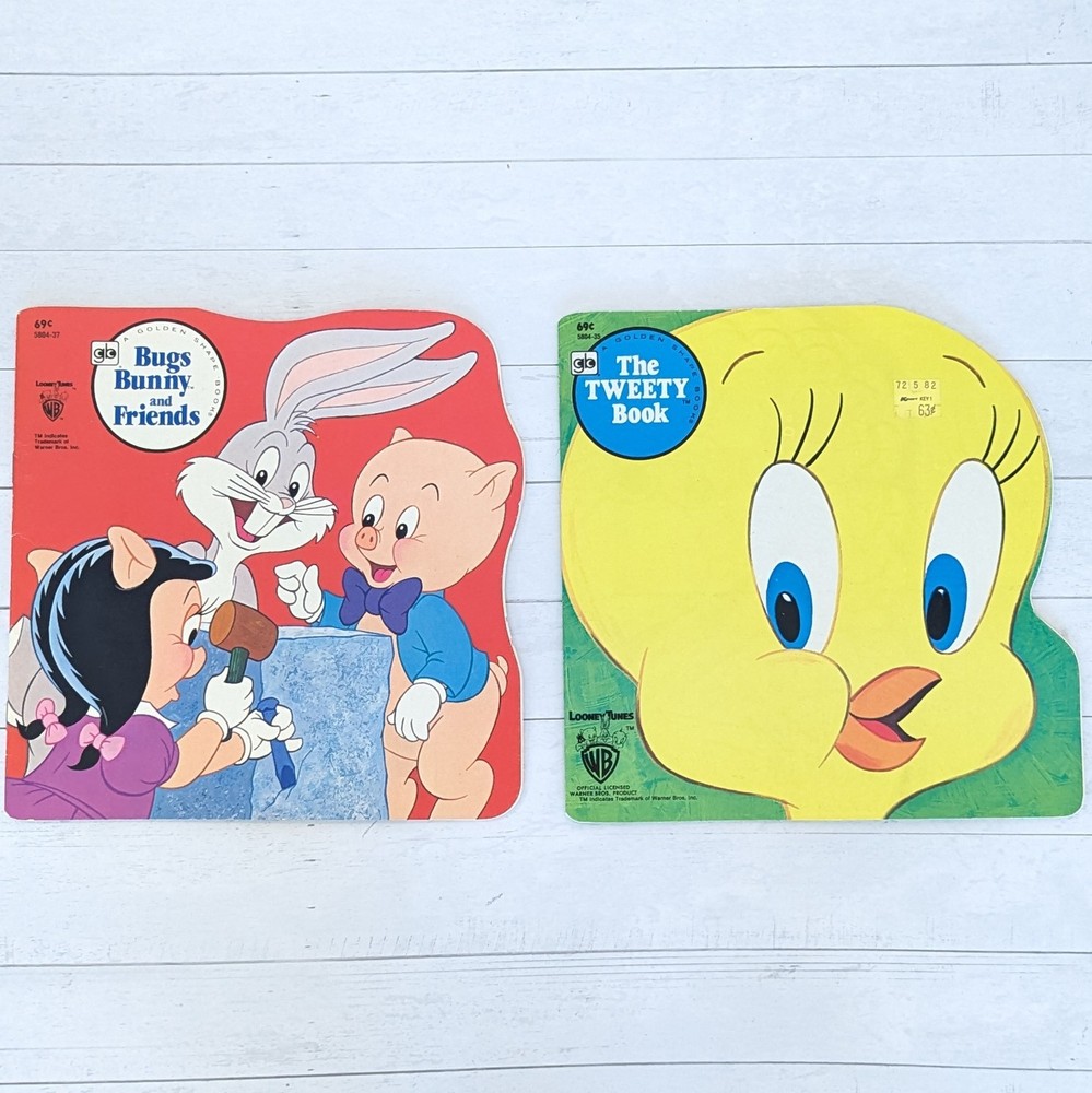 Vtg Looney Tunes Bugs Bunny Tweety Bird Golden Shape Books Paperback- Lot of 2