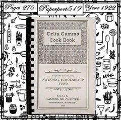 1922 Delta Gamma cook book 270 Pages