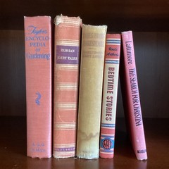 Lot Of 5 Orange Shades Vintage Books Staging Decor Display Hardcover