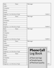 Phone Call Log Book: Telephone Message Book With Over 500 Call Log Space