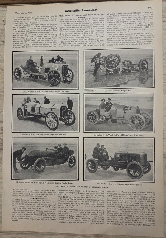 February 4, 1905 Scientific American Auto Race Ormond, FL Frank Croker Death