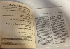 Studies in Weird Fiction #22 edited by S.T. Joshi Necronomicon Press Winter 1998