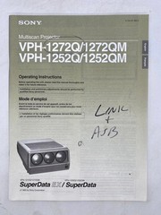 Sony User Manual VPH-1272Q / 1272QM / VPH 1252Q VPH-1252QM Multiscan Projector