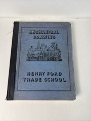 Vintage 1951 Henry Ford Trade School Mechanical Drawing paperback book Litho USA