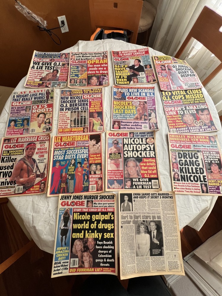 Lot of 14 Vintage GLOBE Magazines 1994,95 Famous People On Cover