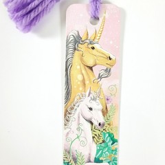 Vintage 80s Unicorns Baby Bookmark Pastel Rainbow- 1989 Sunshine Thoughts H-1235